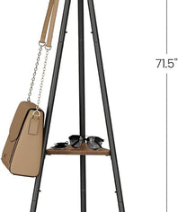 Perchero de Pie con Estantes - Acabado Madera y Metal