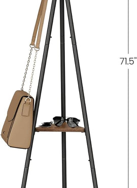 Perchero de Pie con Estantes - Acabado Madera y Metal