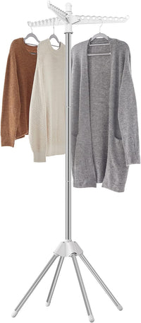 Perchero y Tendedero Plegable | Giratorio 360°, Acero Inoxidable y Portátil