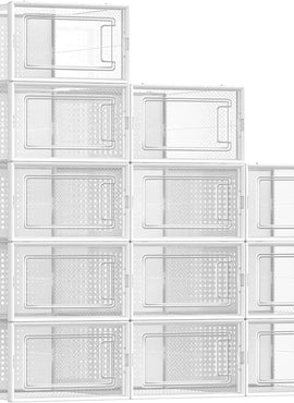 Set de Cajas Organizadoras de Zapatos Transparentes y Apilables - Exhibidor de Sneakers con Apertura Frontal
