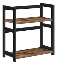 Organizador de 2 Niveles Multiuso - Madera Bambu y Metal Negro