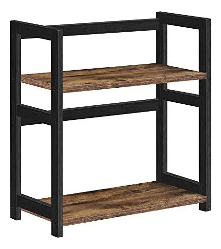 Organizador de 2 Niveles Multiuso - Madera Bambu y Metal Negro