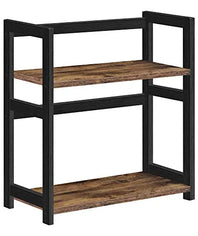 Organizador de 2 Niveles Multiuso - Madera Bambu y Metal Negro