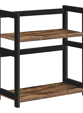 Organizador de 2 Niveles Multiuso - Madera Bambu y Metal Negro